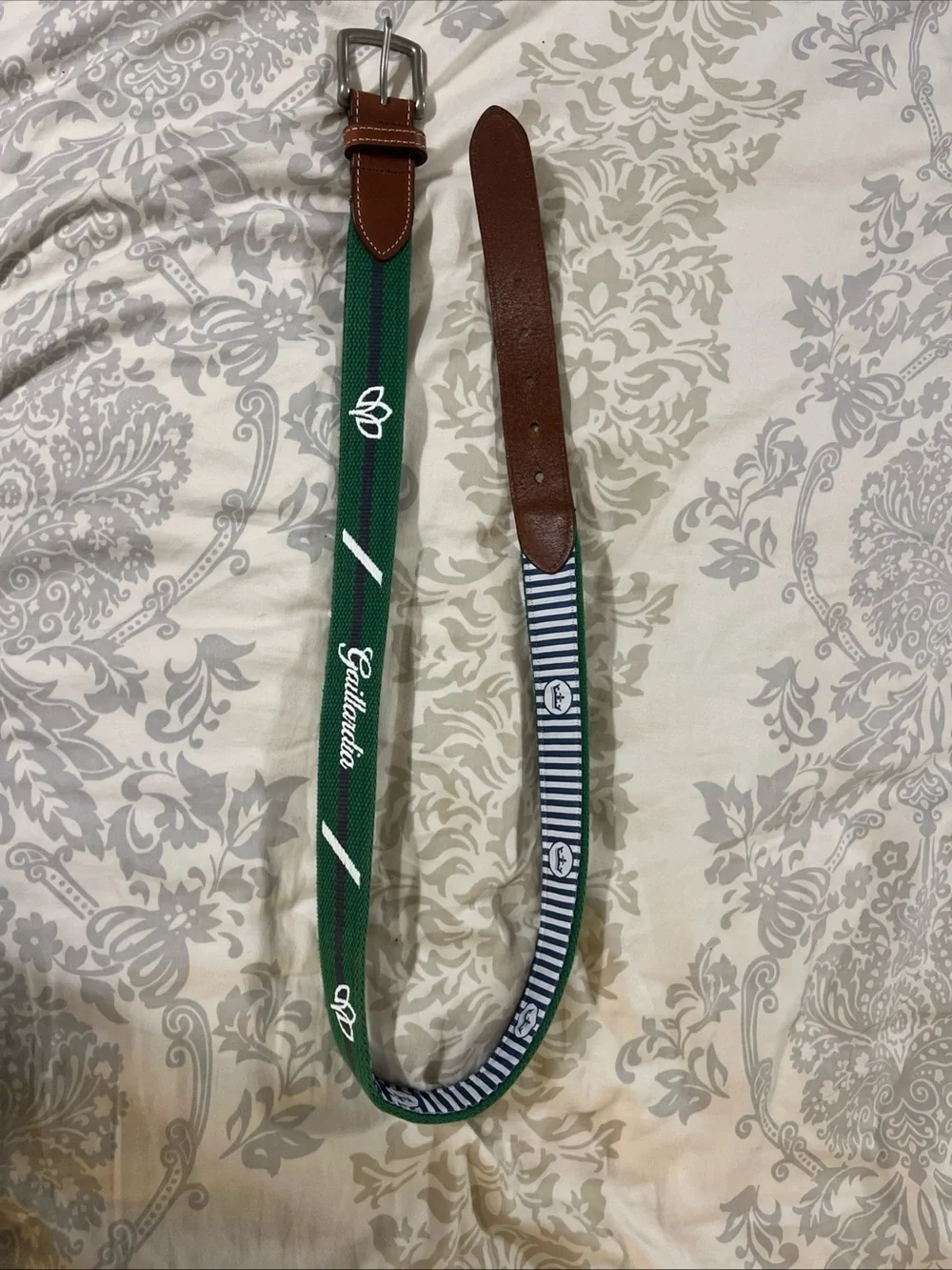 PETER MILLAR Mens Cotton Leather Belt Gaillardia Golf Course Oklahoma 36 USA New